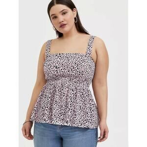 NWT Torrid Mauve Pink Leopard Challis Tie Back Peplum Midi Top Plus Size 5X (28)
